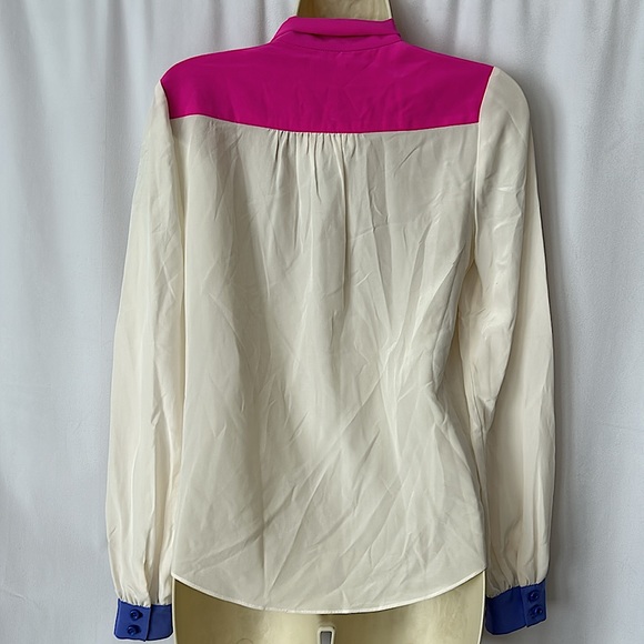 Kate Spade NWT Cream 💯% Silk Long Sleeve Button Up Blouse Shirt Top **Size 0** - Picture 3 of 5